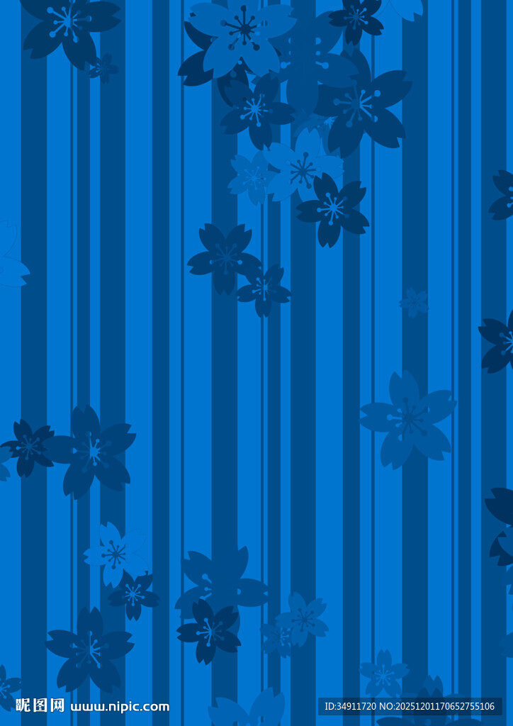 蓝色条纹花朵图案背景