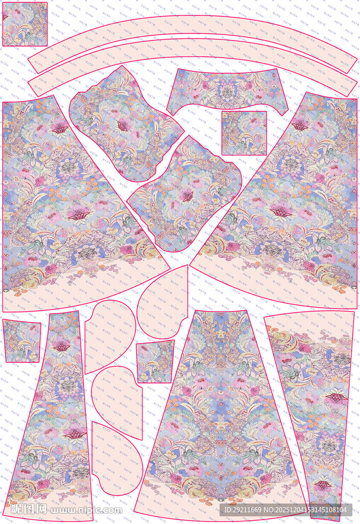 碎花布料裁剪图案展示