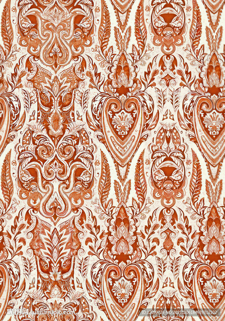 数码印花腰果线条花