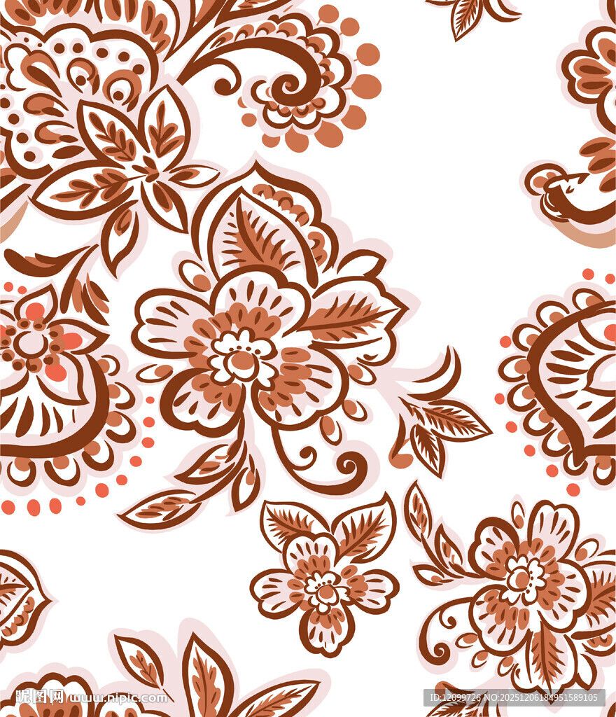 数码印花线条花朵