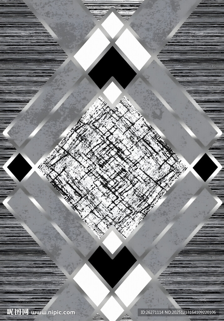 几何黑白对称抽象图案