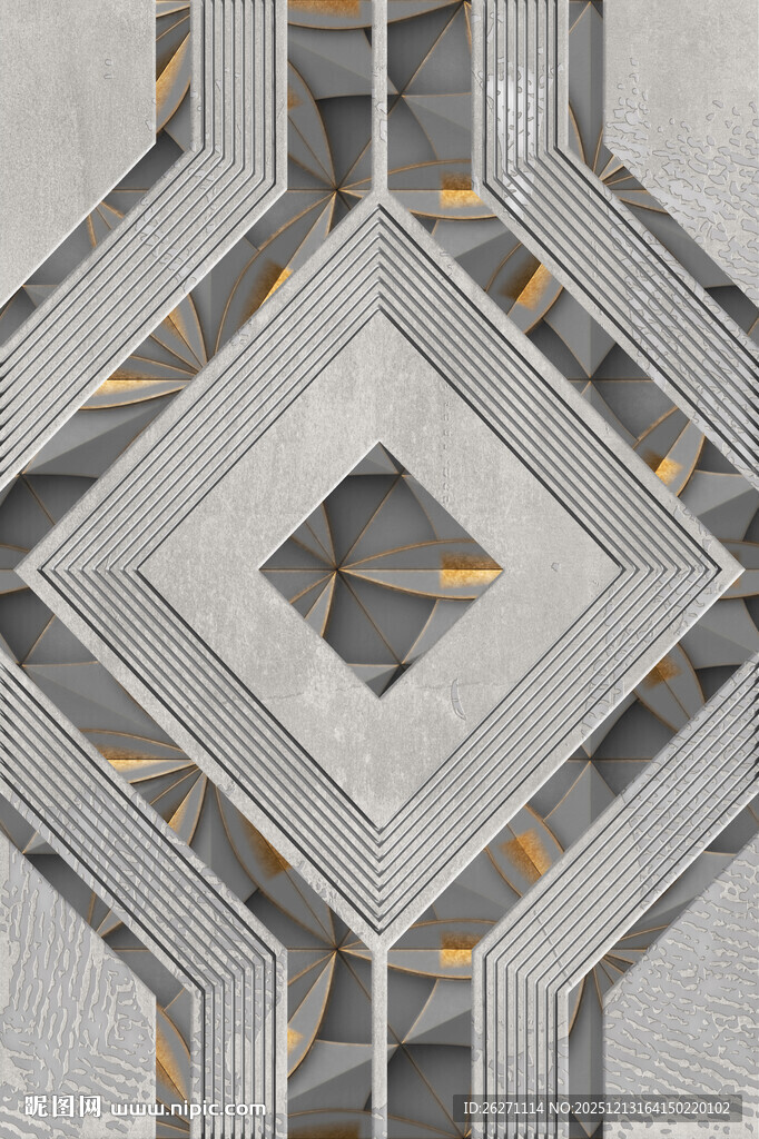 几何对称灰色建筑图案