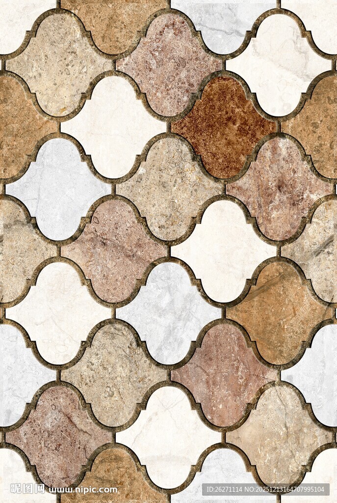 复古风鱼鳞瓷砖图案设计