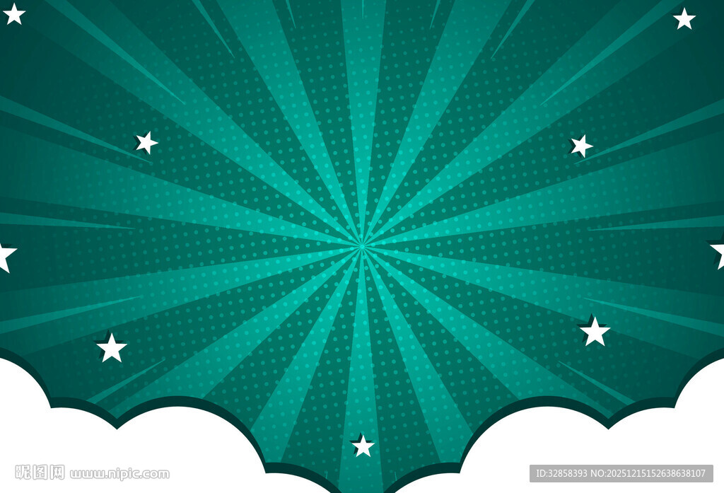 绿底放射星云梦幻背景