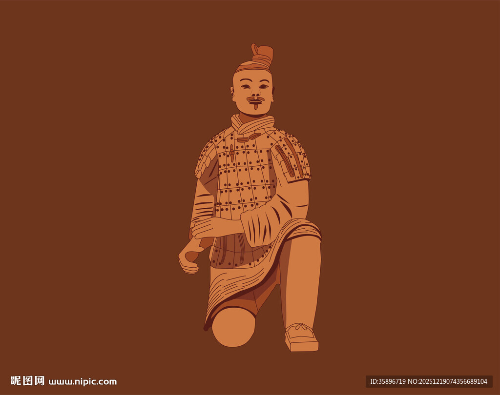 跪姿兵马俑形象