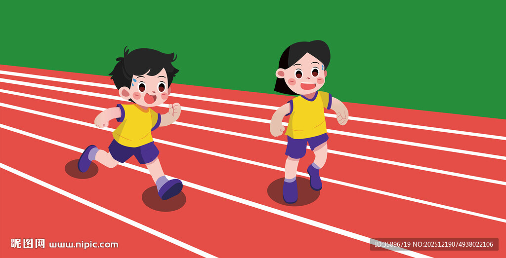 儿童在跑道上跑步