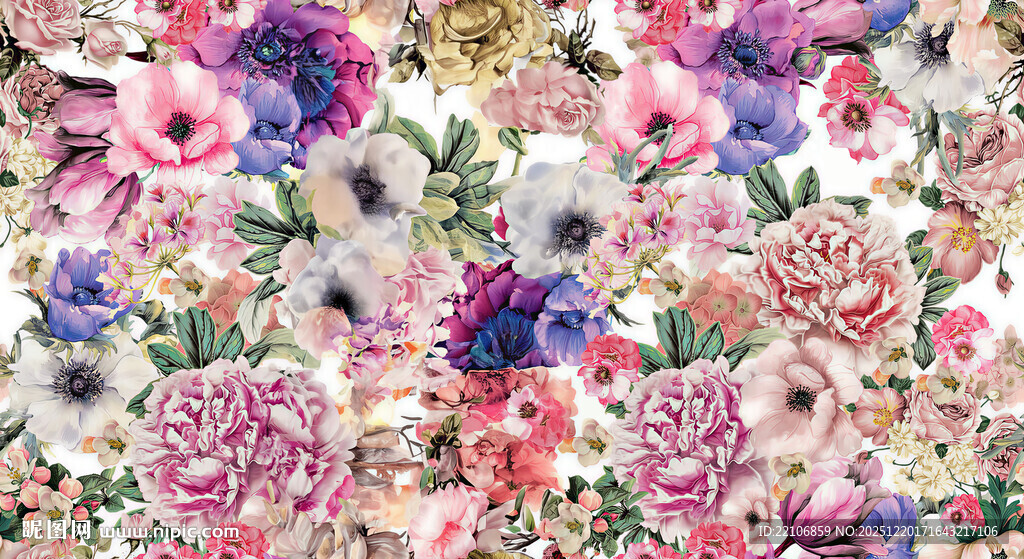 缤纷多彩花卉图案背景