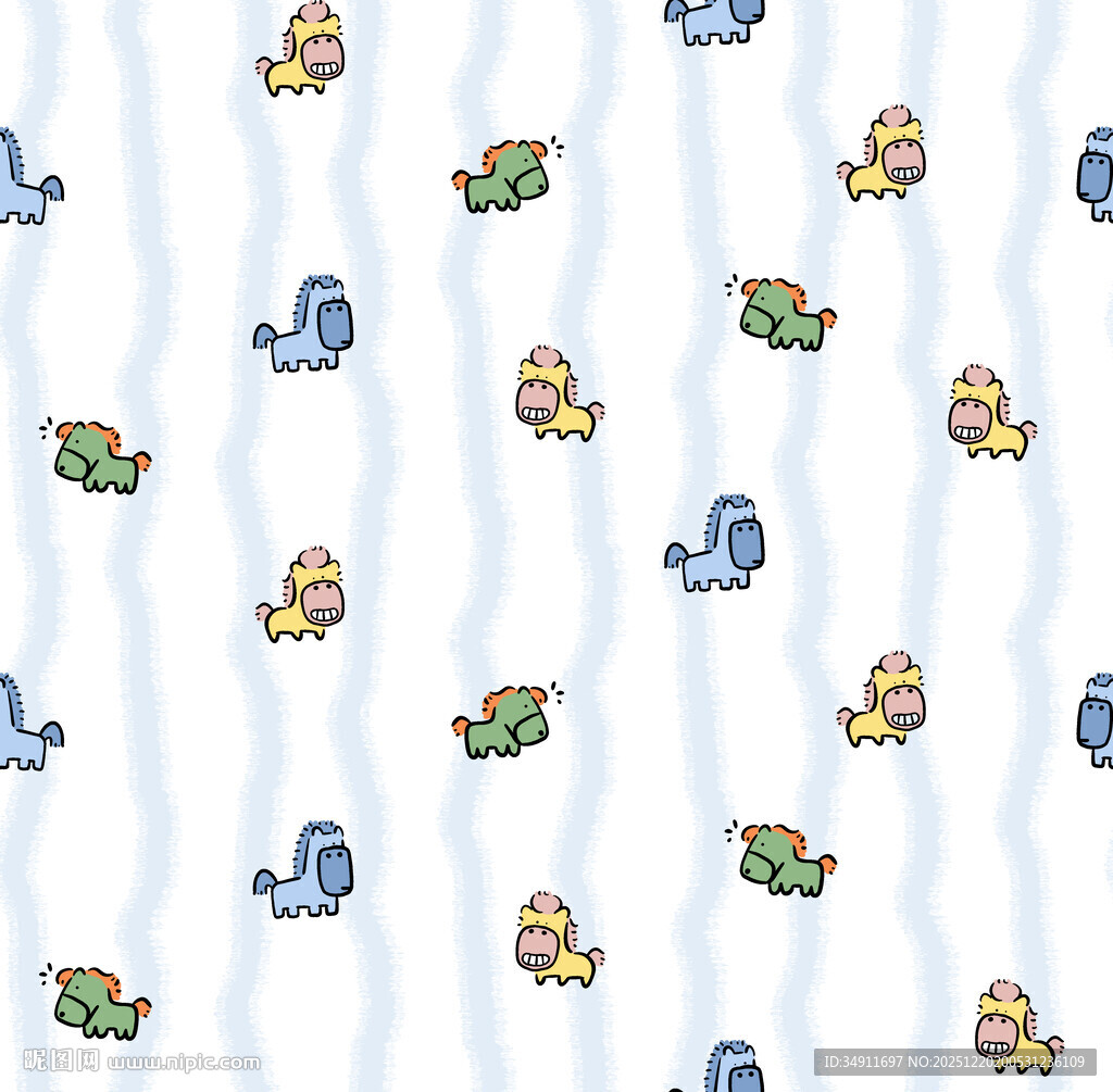 卡通动物图案婴儿床品布料