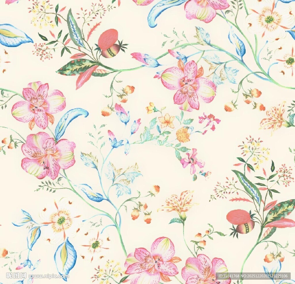 花卉水彩图案清新自然风