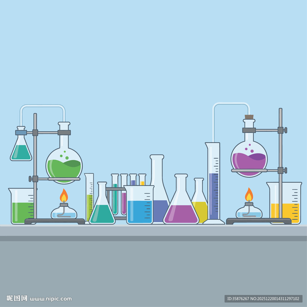 实验室中的多彩化学仪器