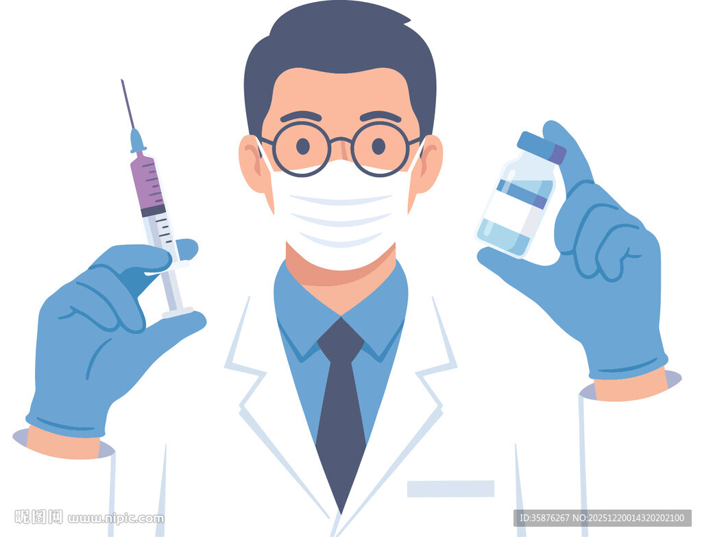 医生手持注射器与药瓶