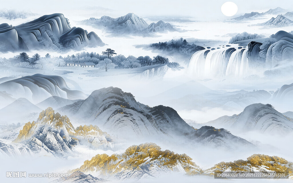 客厅 意境山水新画 TIF分层