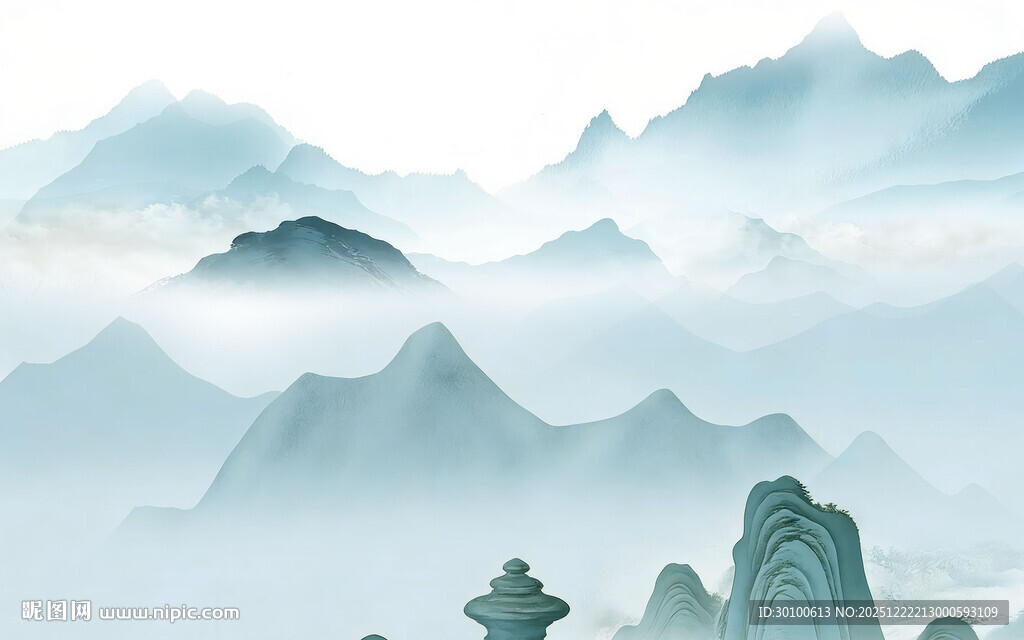 高雅 高档中式山水 TIF分层