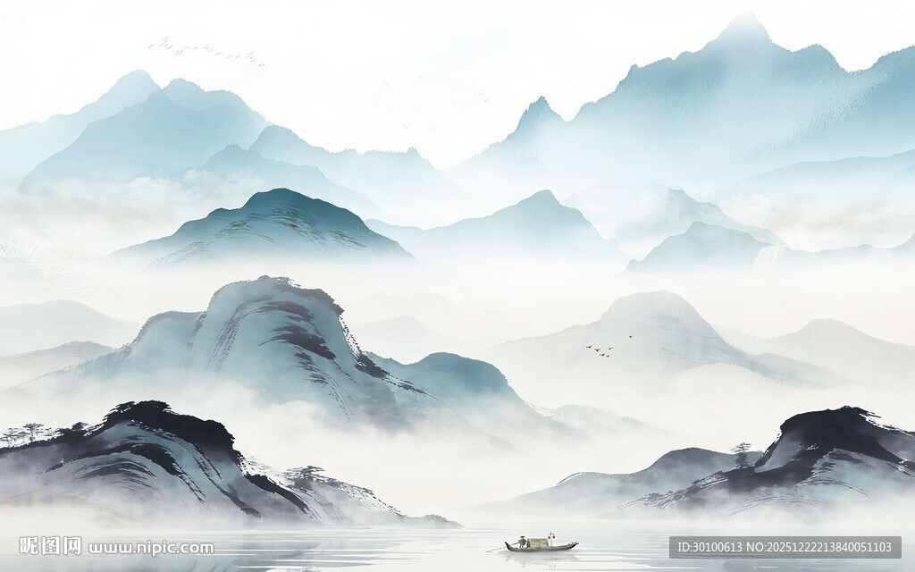 简约 高档中式山水 TIF分层