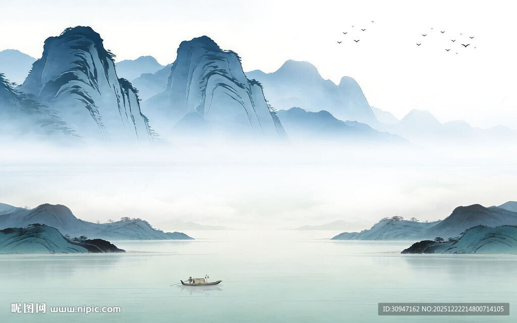 最新 简约中式山水 TIF分层