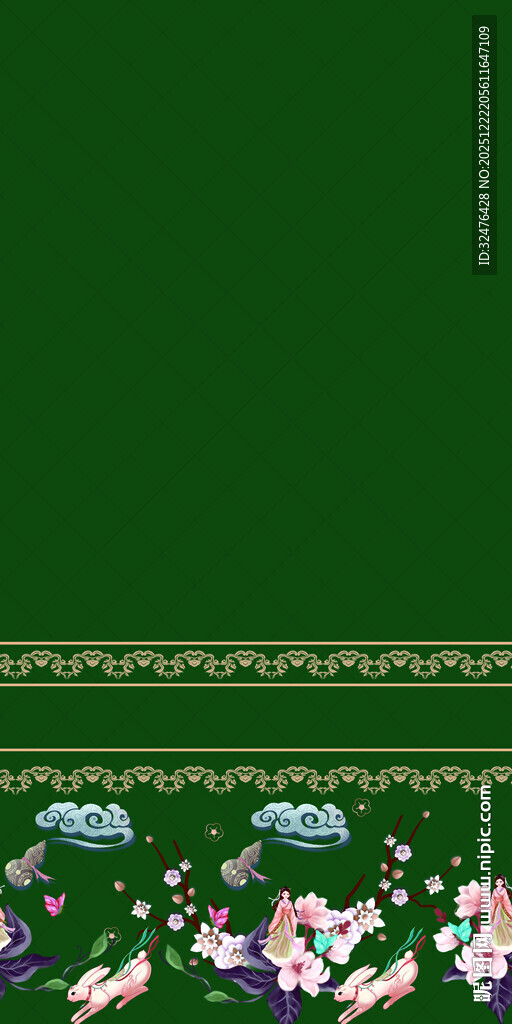 绿色花卉边框背景图