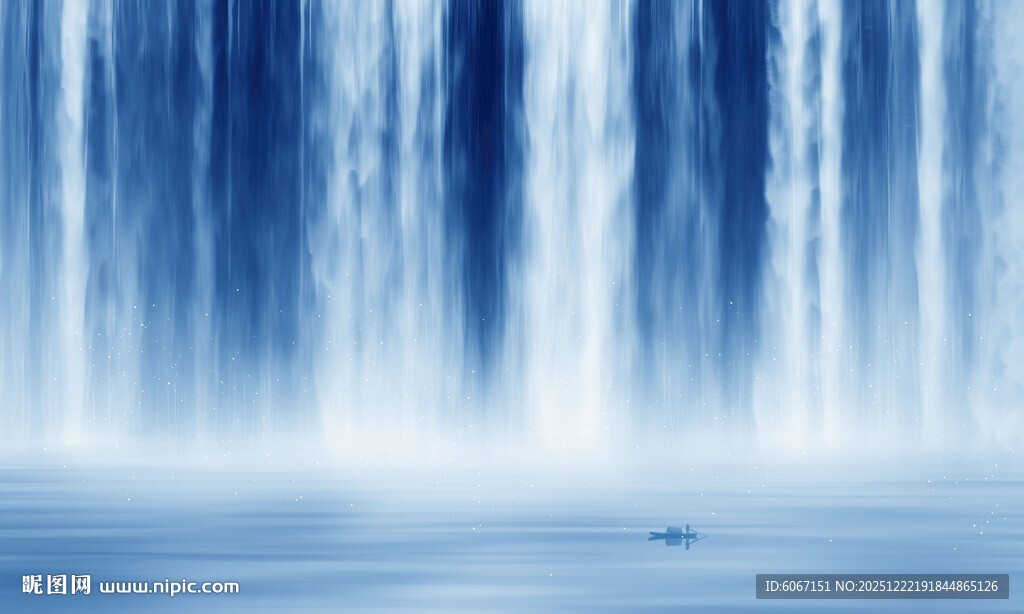 高清瀑布山水画