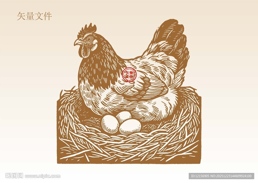 手绘母鸡 鸡蛋插画
