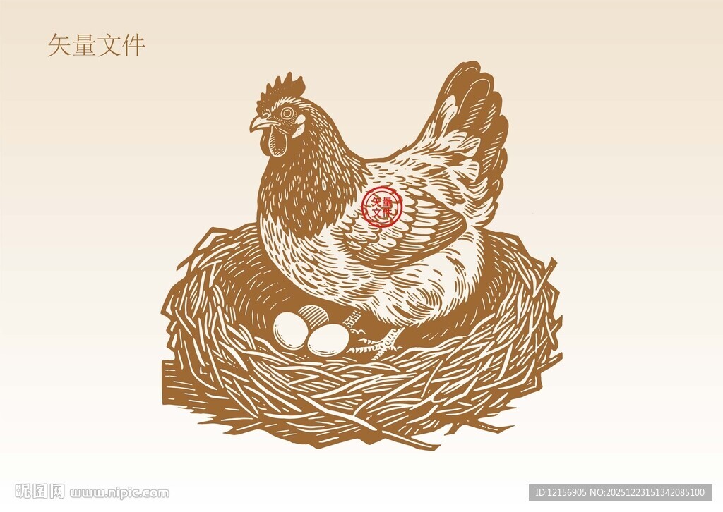 手绘母鸡 鸡蛋插画