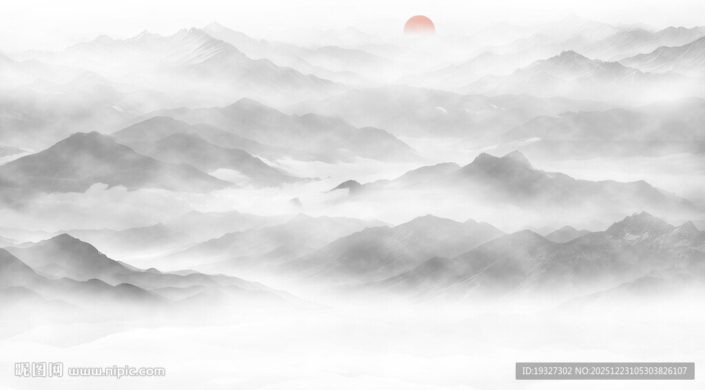 意境山水电视沙发背景墙