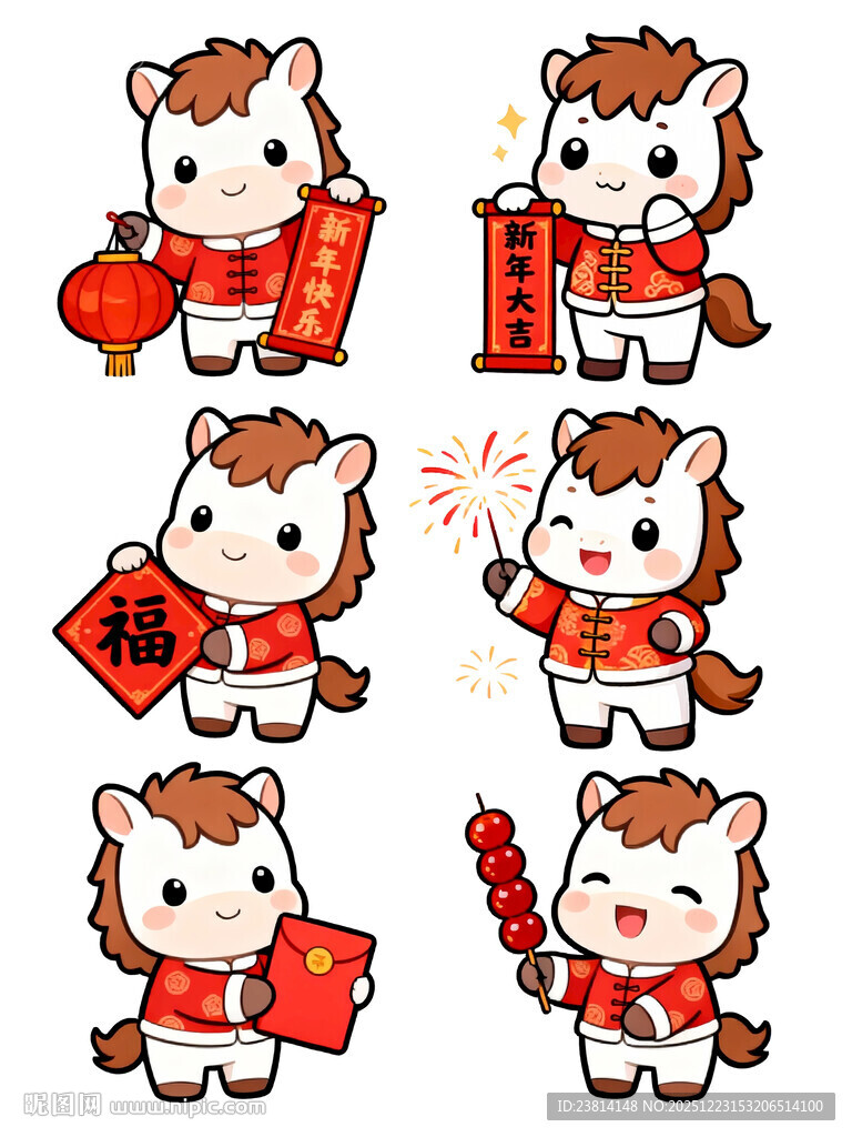可爱生肖马拜年形象集合