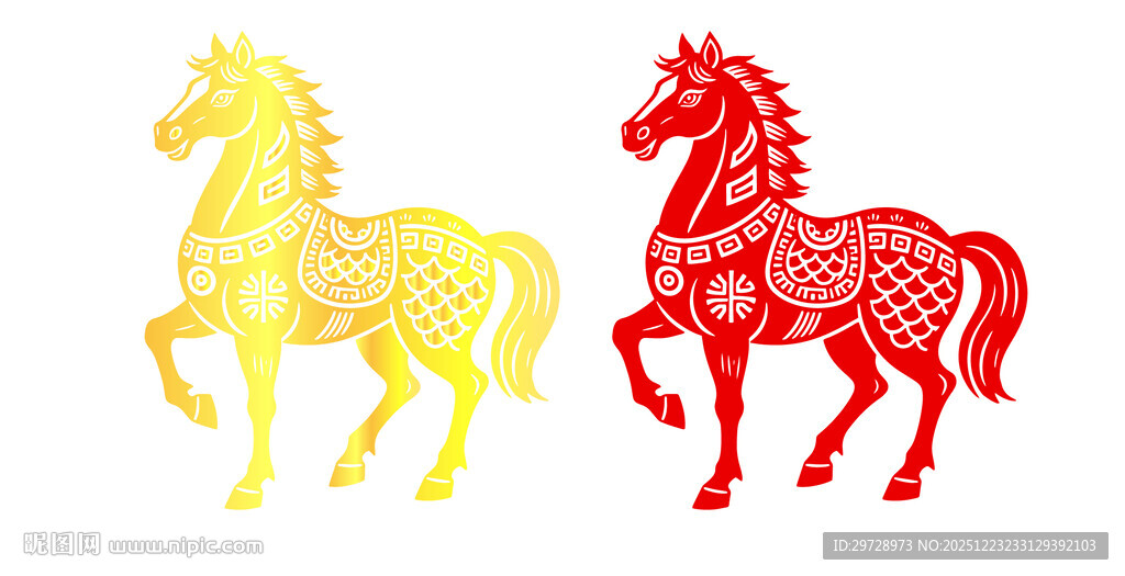 剪纸骏马马年静电贴