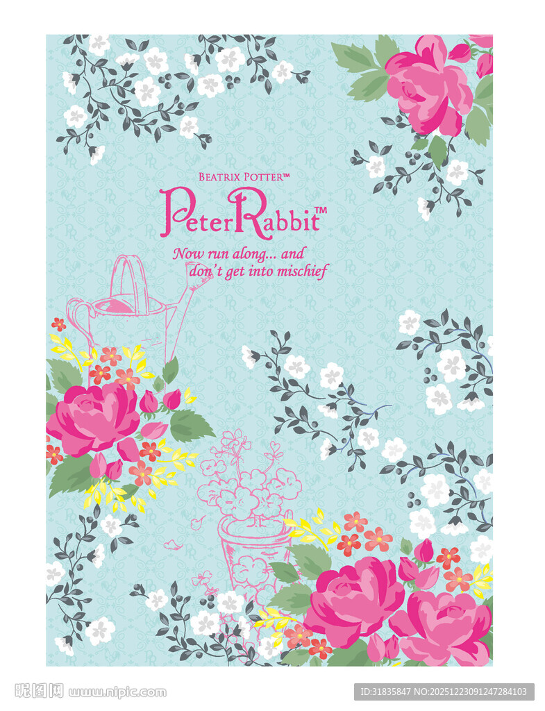 花卉图案蓝色背景卡片