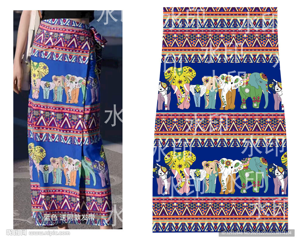 民族风动物图案布料展示