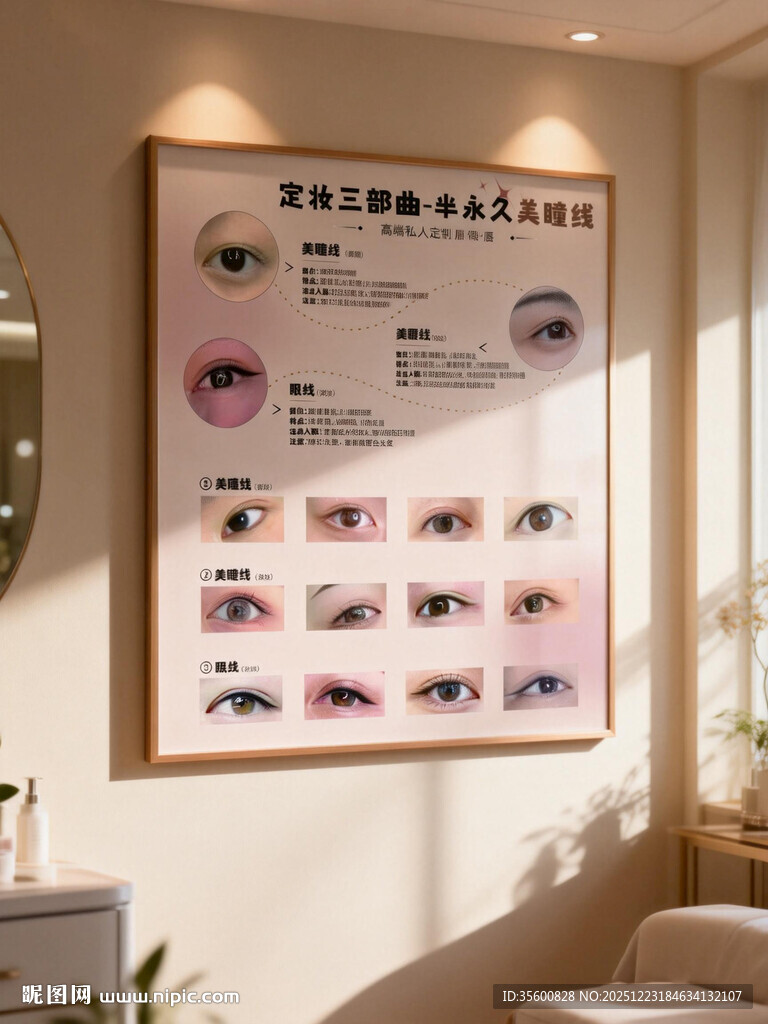 美瞳线眼线 美睫线样示展示墙