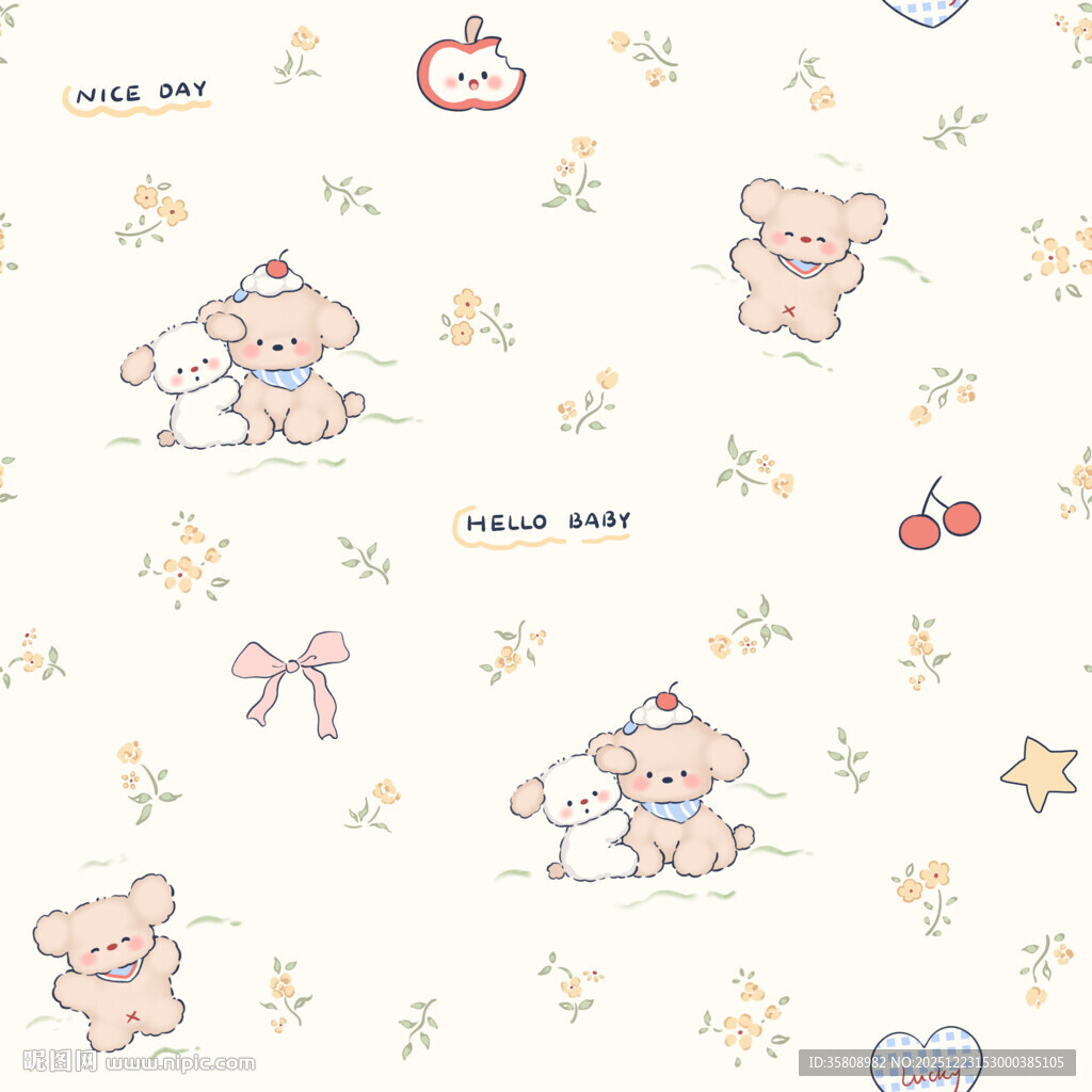 可爱小熊卡通图案背景