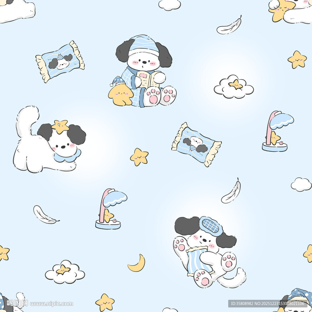 可爱小狗卡通图案背景