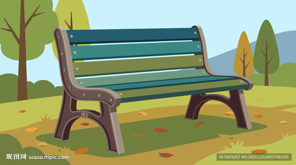 公园休闲长椅插画