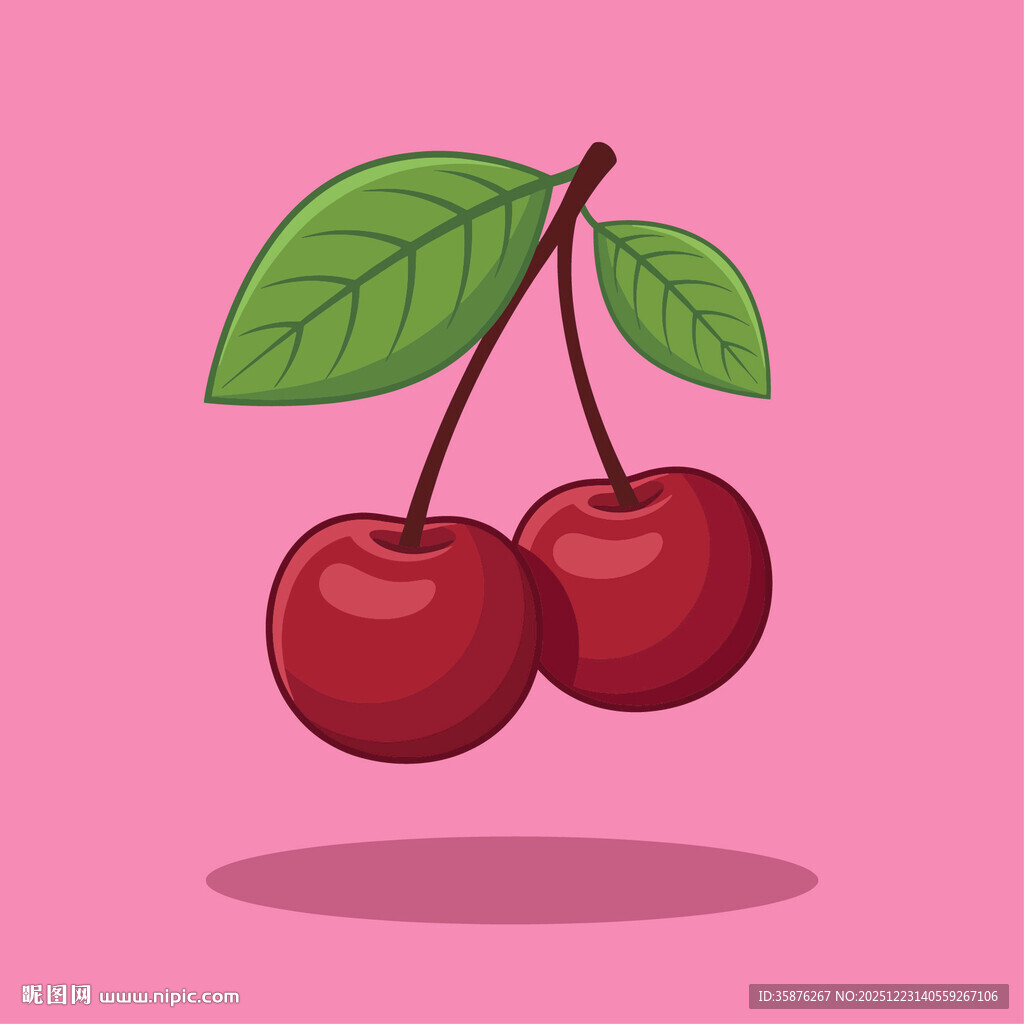 晶莹剔透红樱桃插画