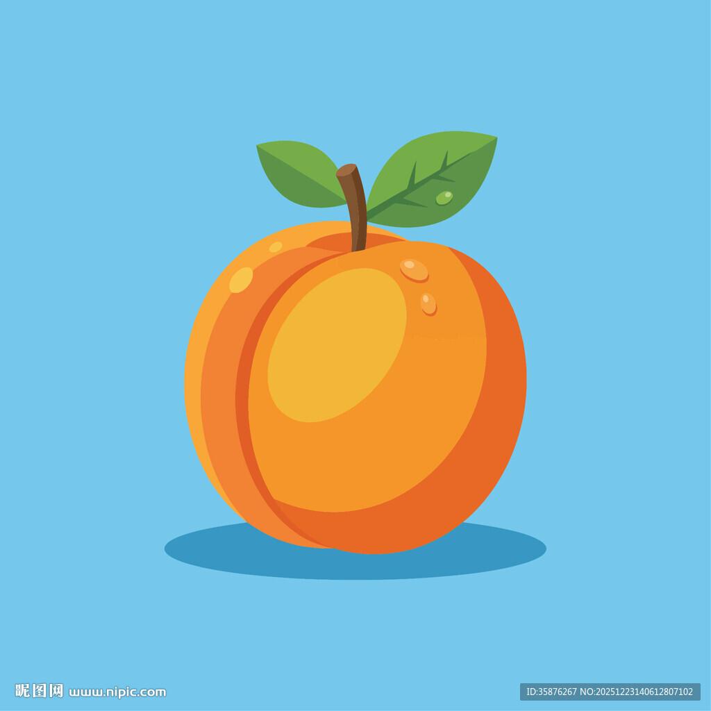 新鲜多汁水蜜桃插画