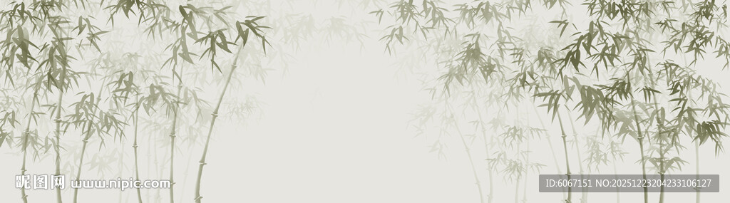 新中式竹报平安水墨竹子背景墙