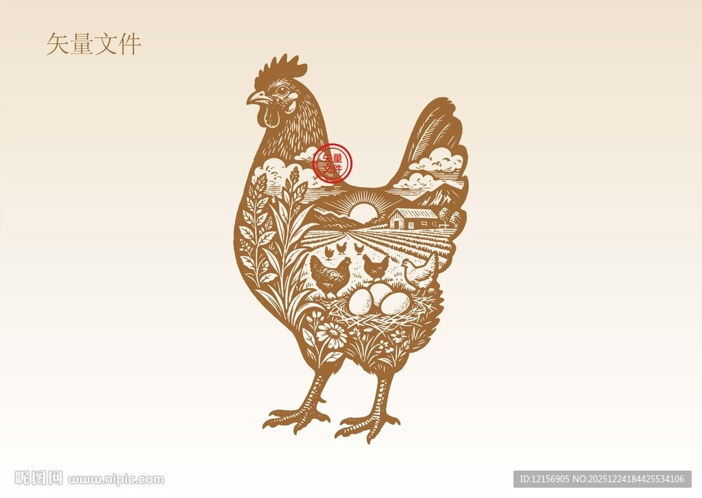 手绘鸡插画