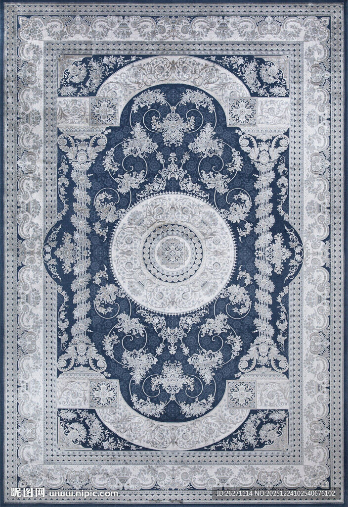 蓝白花纹精美地毯图案