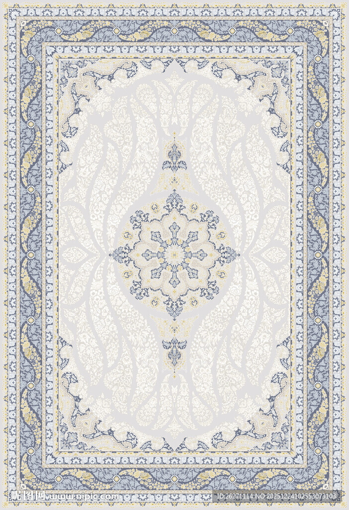 蓝白花纹精美地毯图案