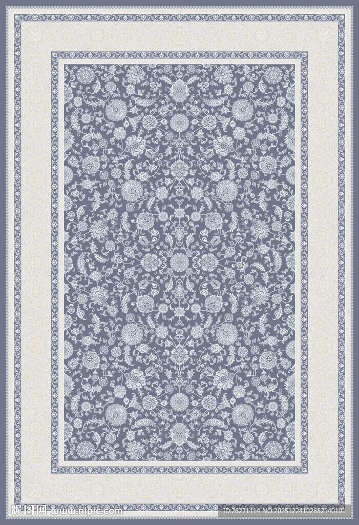蓝白花纹精美地毯图案