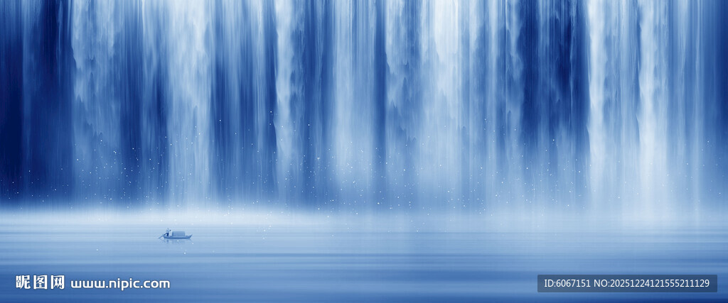 流水生财瀑布山水背景图