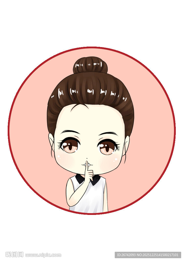 可爱丸子头卡通女孩形象Q版