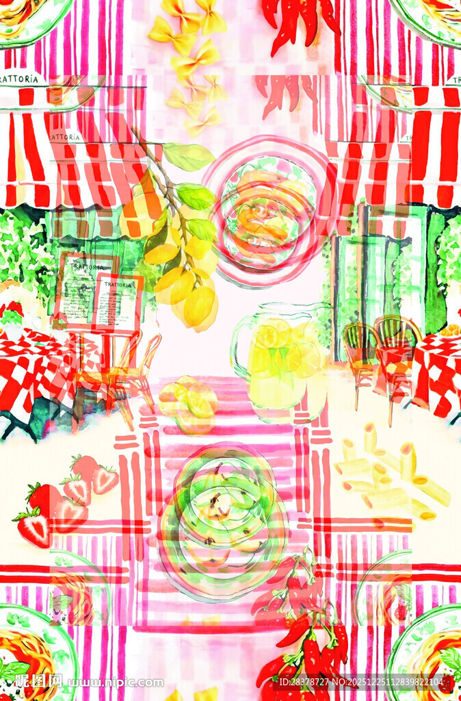 缤纷街头美食插画场景