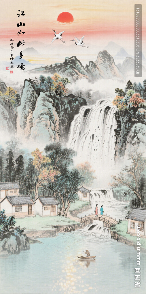 竖幅玄关山水画