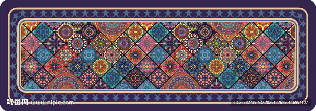 多彩几何图案民族风地毯