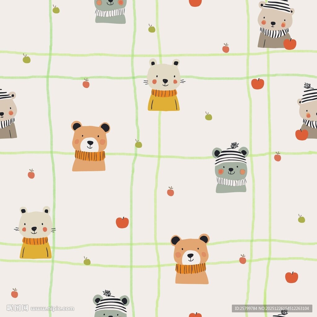 可爱动物图案的清新背景