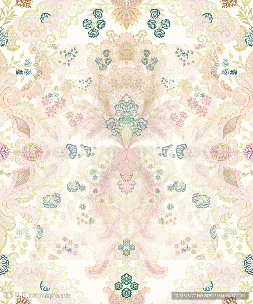 梦幻花卉几何纹理图案