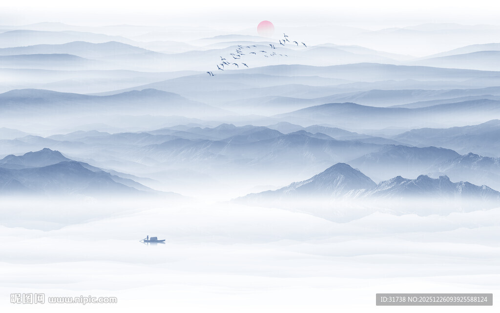 意境水墨山水装饰画壁画