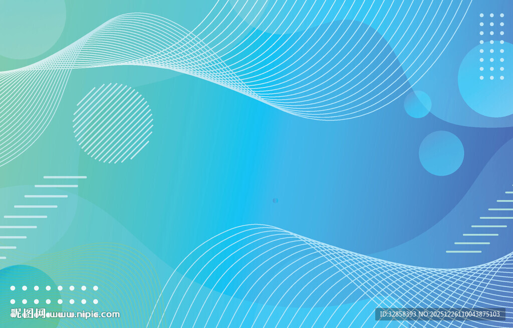 蓝绿渐变波浪抽象背景图