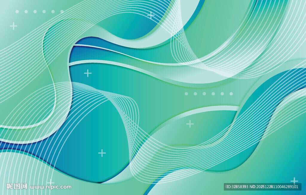 蓝绿渐变流体抽象背景图