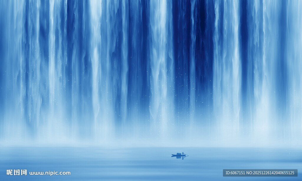 高山流水瀑布山水图